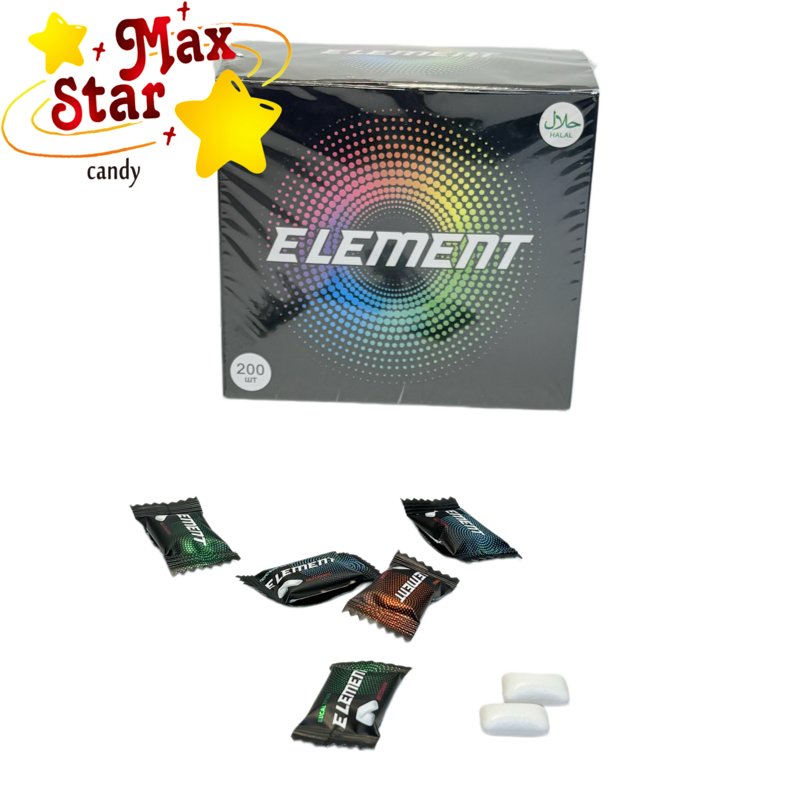 Caramelo prensado en forma de corazón con sabor a fruta 4 Chicle de xilitol con certificado Halal de Element - 200 paquetes