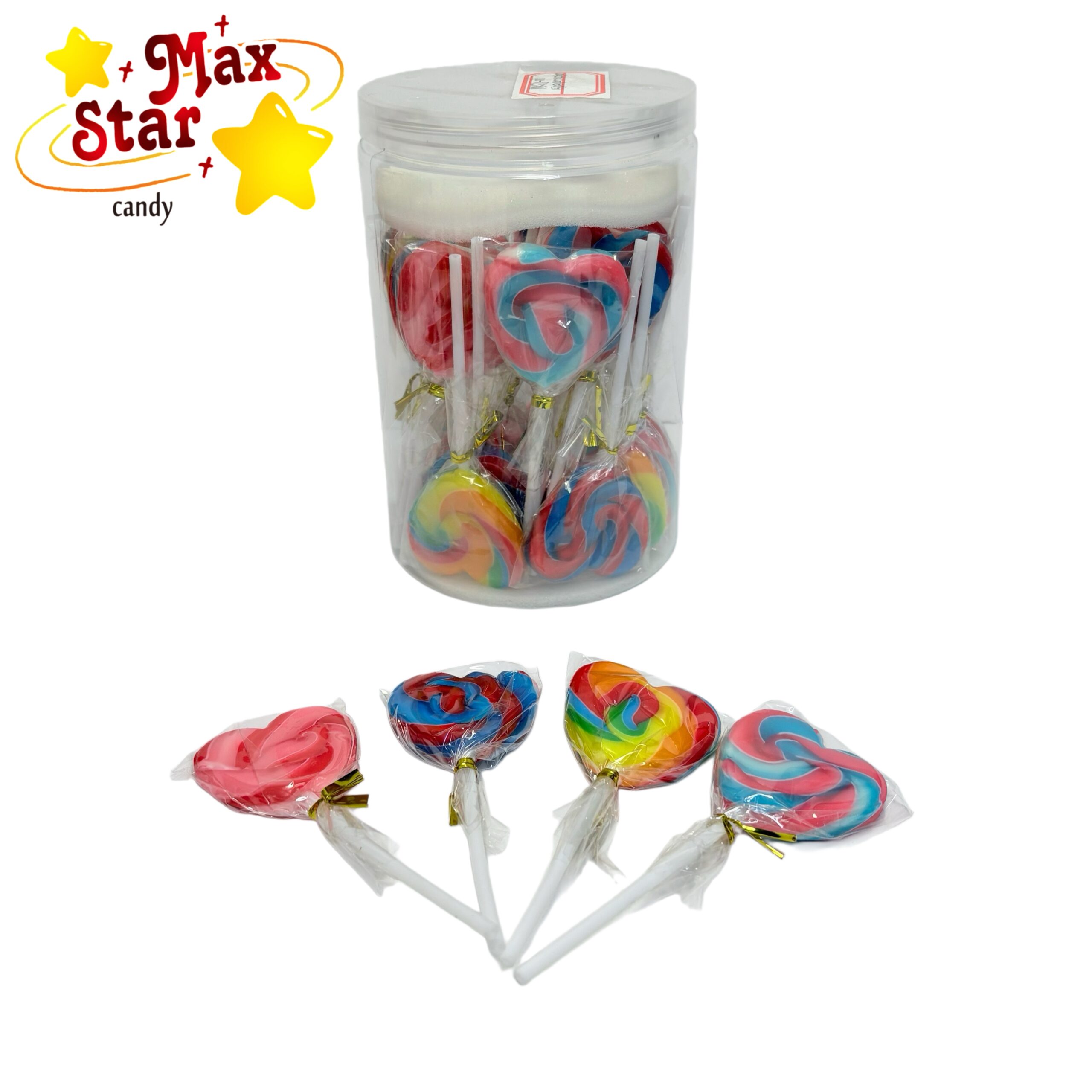 مصاصة عيدان صمغ الهمبرجر 6 مصاصات قوس قزح على شكل قلب على شكل دوامة حلوى قوس قزح صلبة