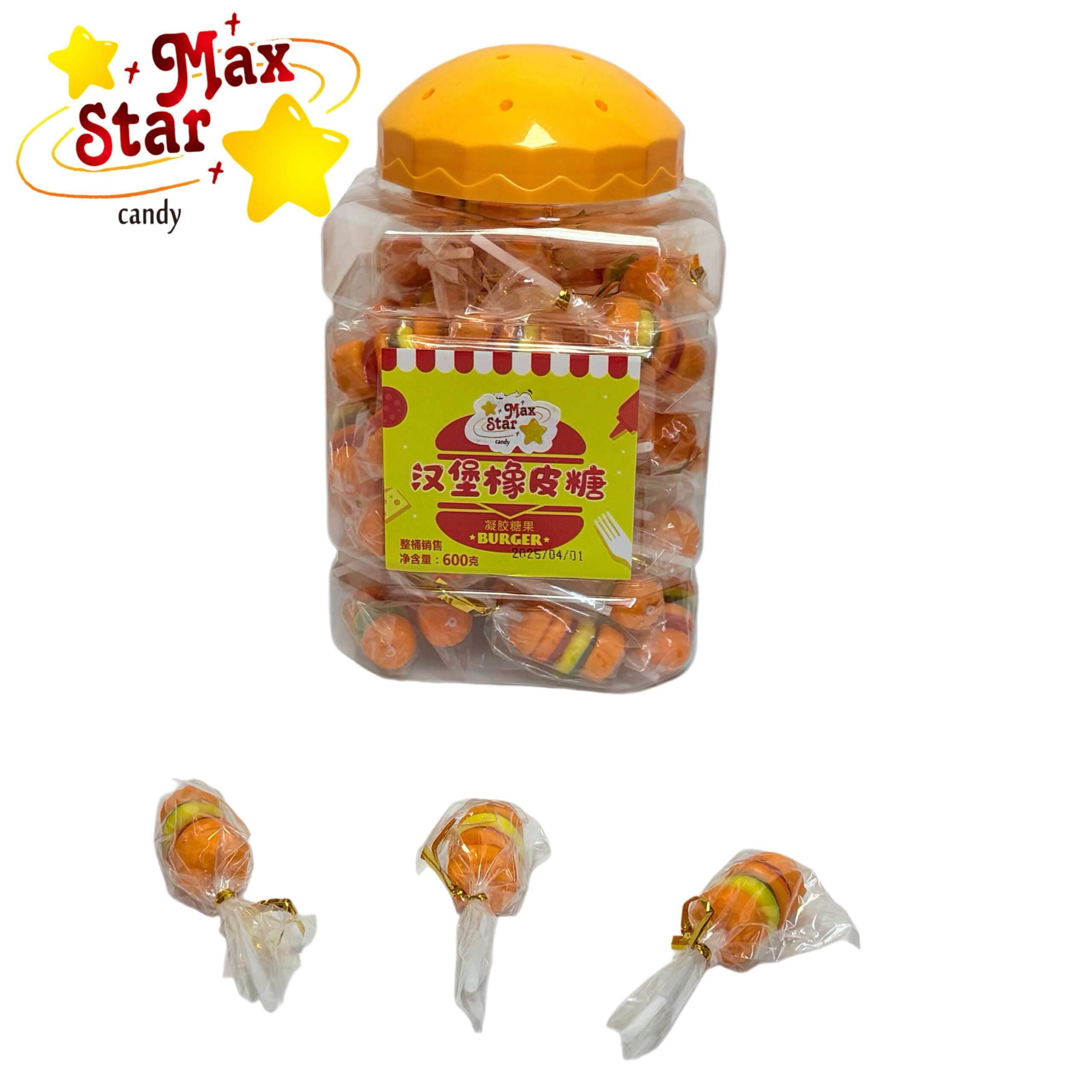 Mobile Phone Shaped Press Tablet Candy with Chocolate Beans 5 Burger Shaped Gummy Candy in Jar