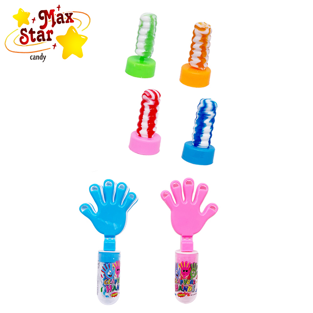 Colorful Fruit flavor hand shape toy Sweet Lollipop