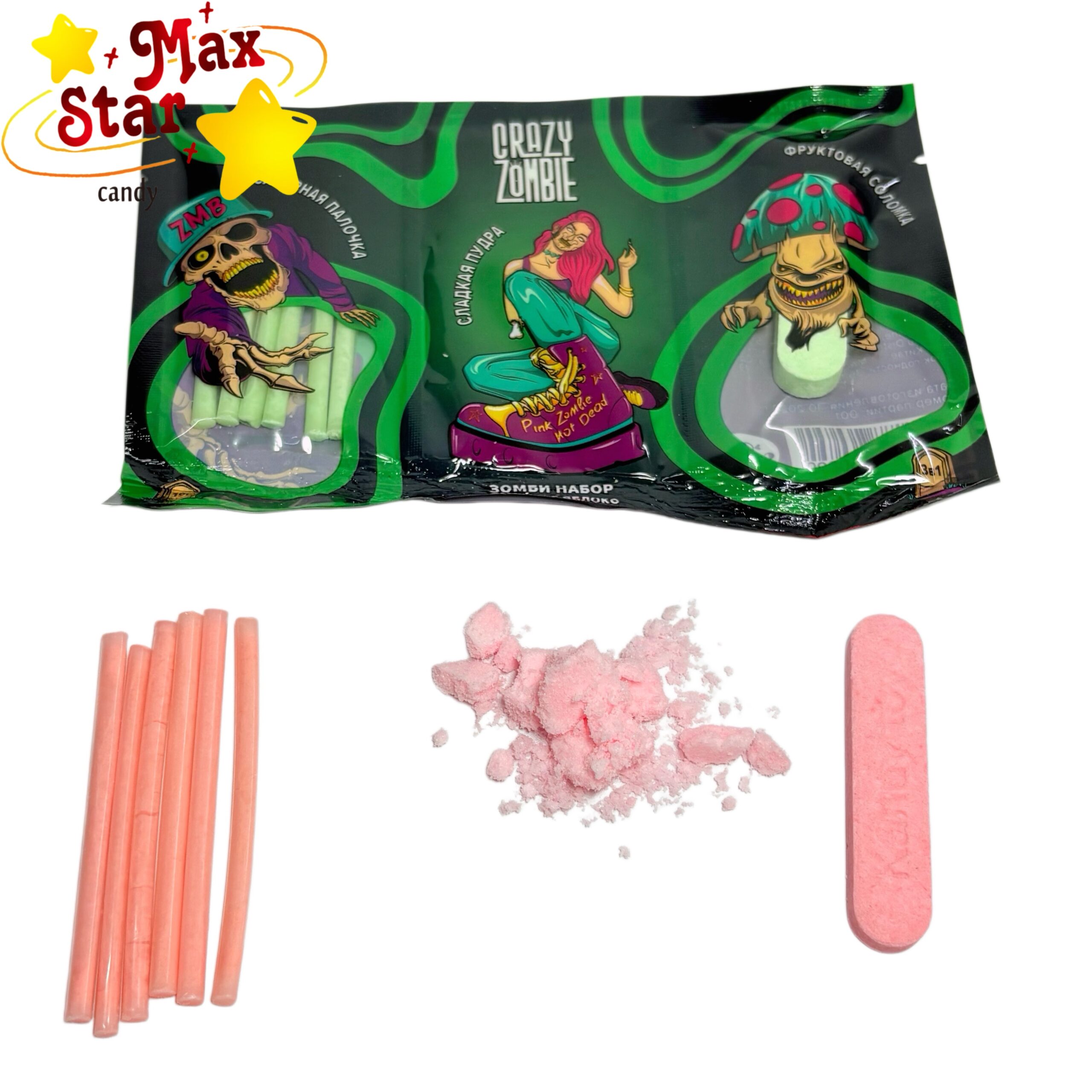 Funny Filled 6-Piece Blister Pack Filled Marshmallow 4 3 in 1 Powder Candy with CC Sticks & Pressed Tablet