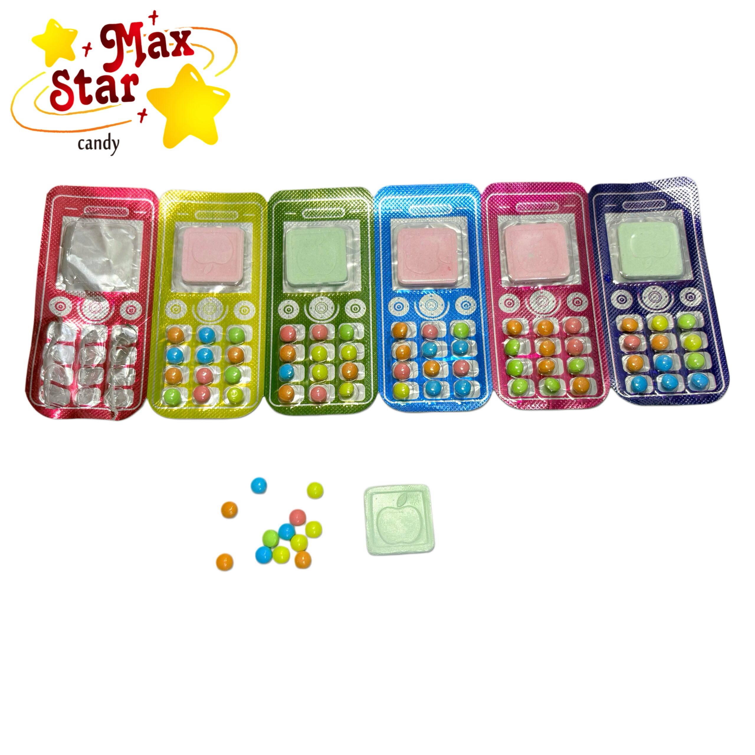 سوار قرص الصحافة مع حلوى العين الصمغية 5 حلوى على شكل هاتف محمول على شكل قرص لوحي على شكل هاتف محمول مع حبوب الشوكولاتة