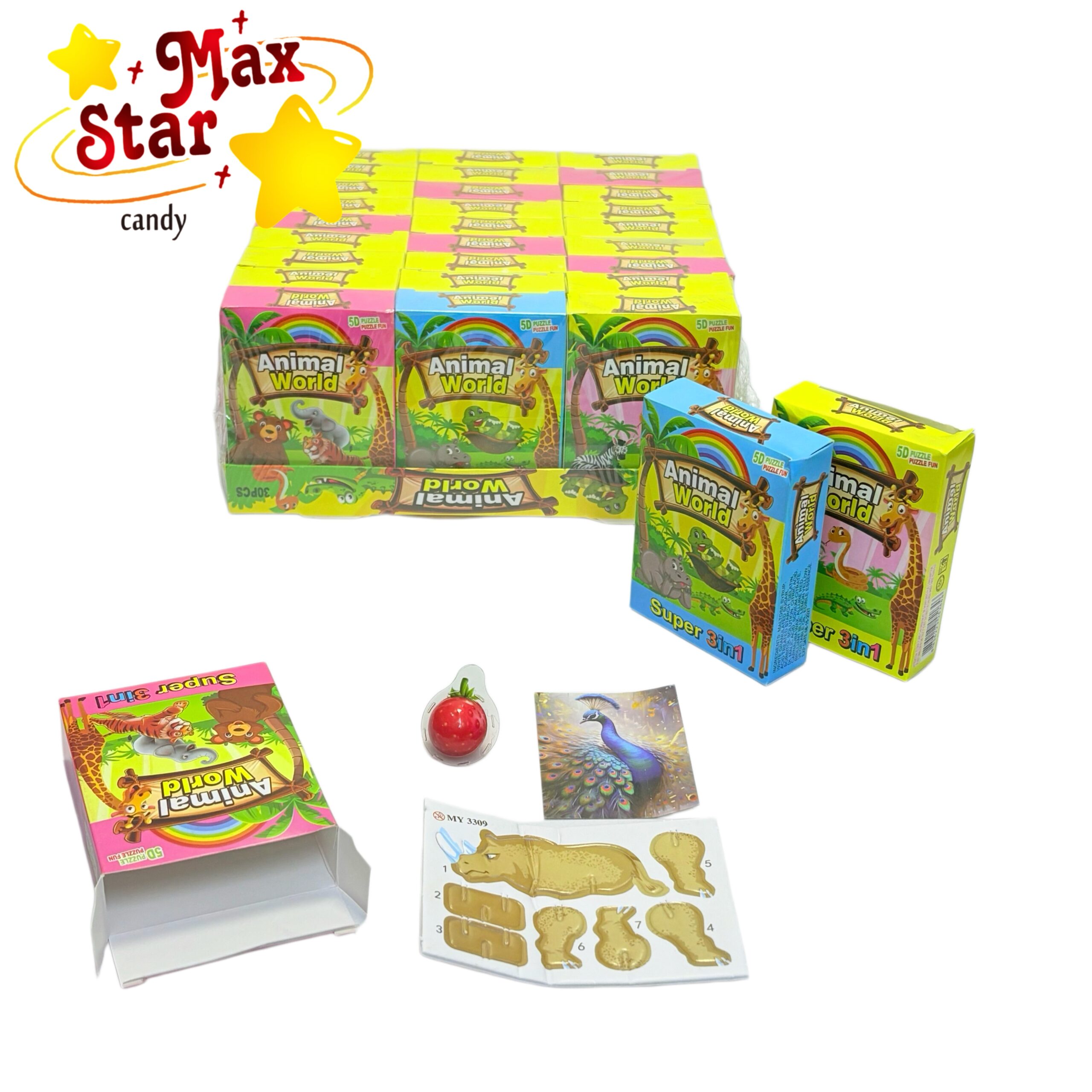 Home 19 Animal World 3-in-1 Mystery Box Toy Candy