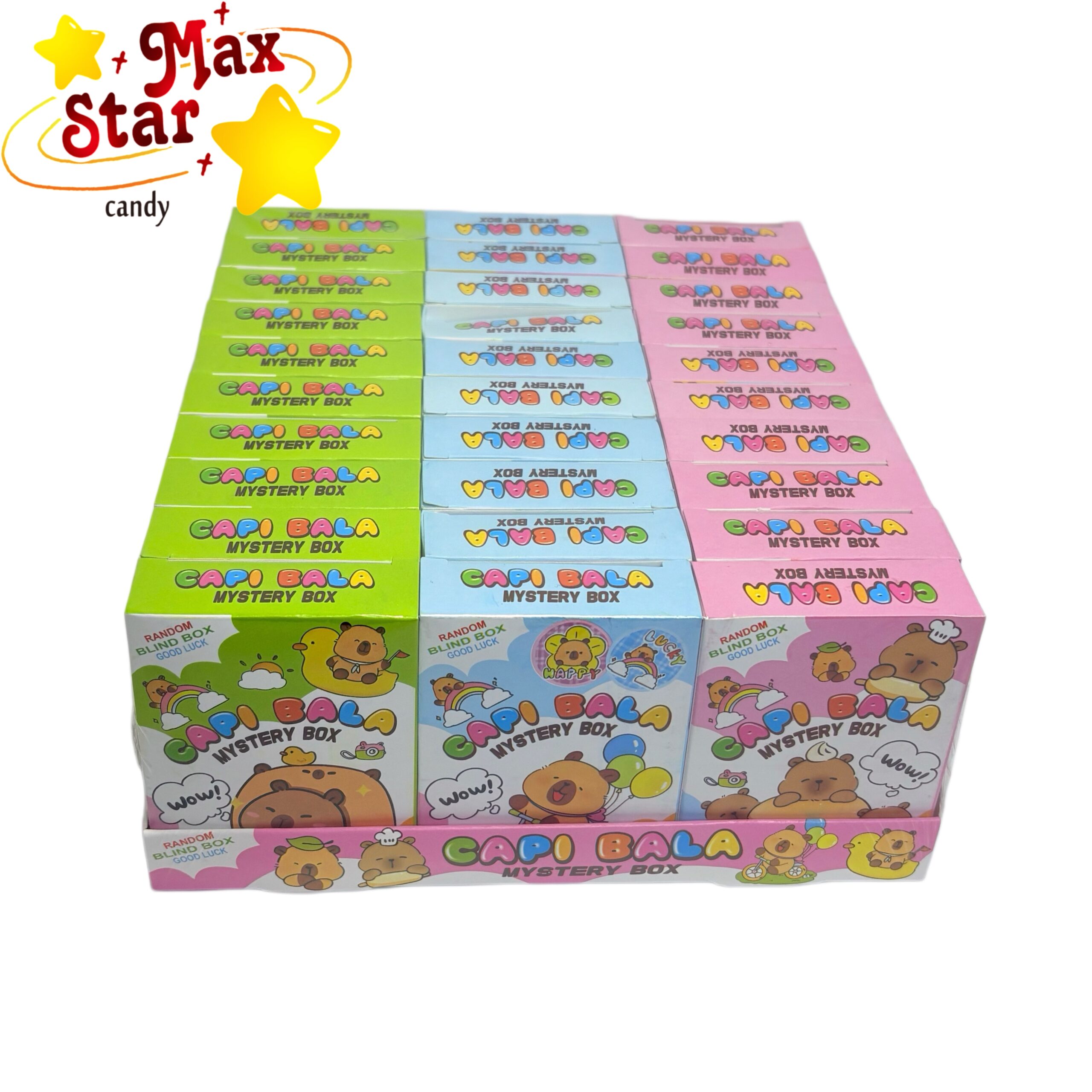 سجائر ملونة 3 نكهات حلوى البودرة الملونة 5 حلوى لعبة كابيبارا ذات الطابع الكابيبارا مع بطاقات التداول والجيلي - صندوق كابي بالا الغامض الأعمى