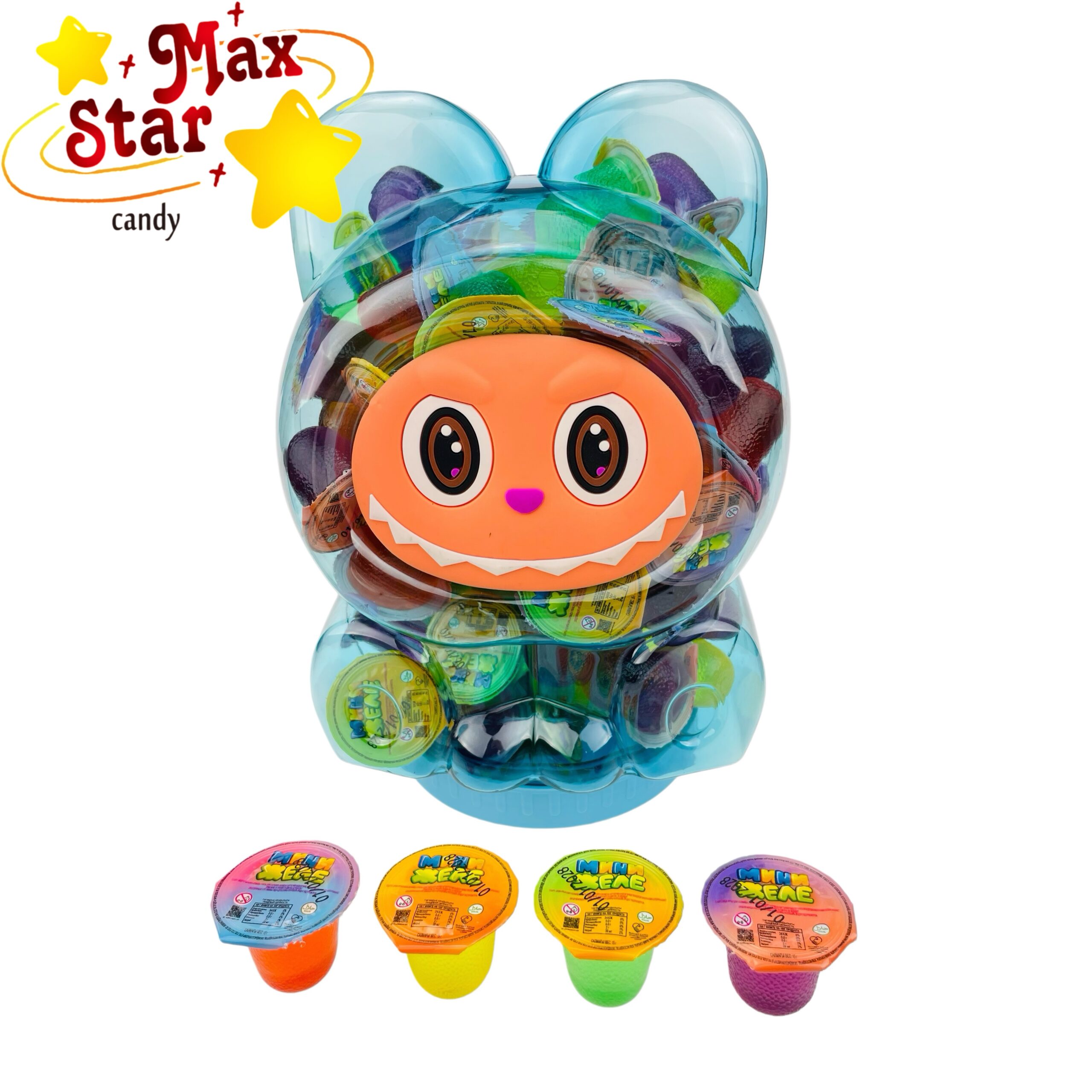 حامل حلوى يونيكورن عالي الجودة مع حلوى الجيلي 6 أكواب جيلي بنكهة الفاكهة المتنوعة الكرتونية في برطمان بتصميم شخصيات