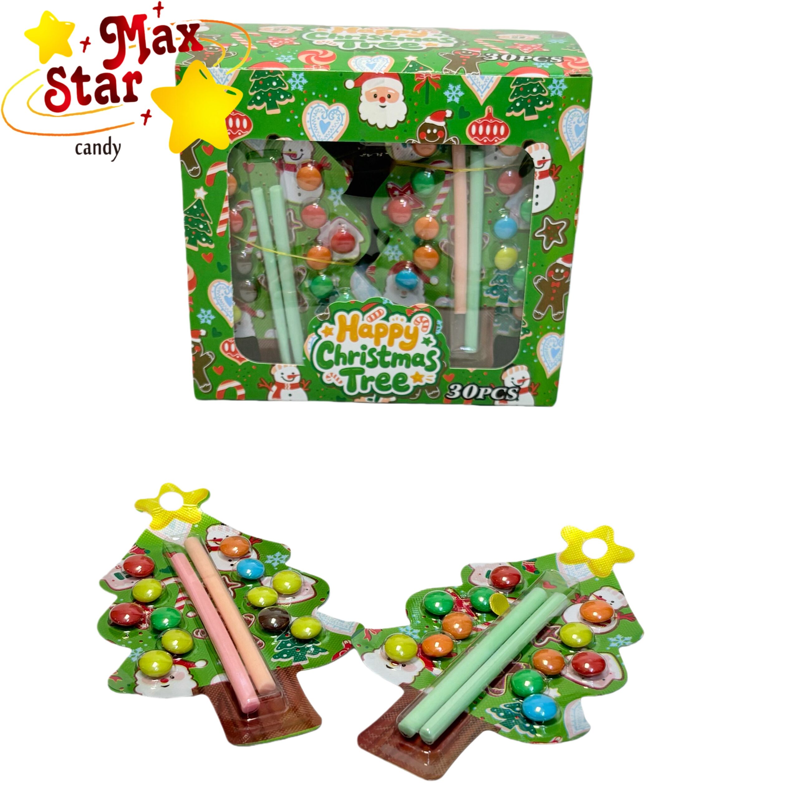 Пудра в форме губной помады и прессованная таблетка Candy 5 Конфеты в форме елки с палочками и шоколадными бобами