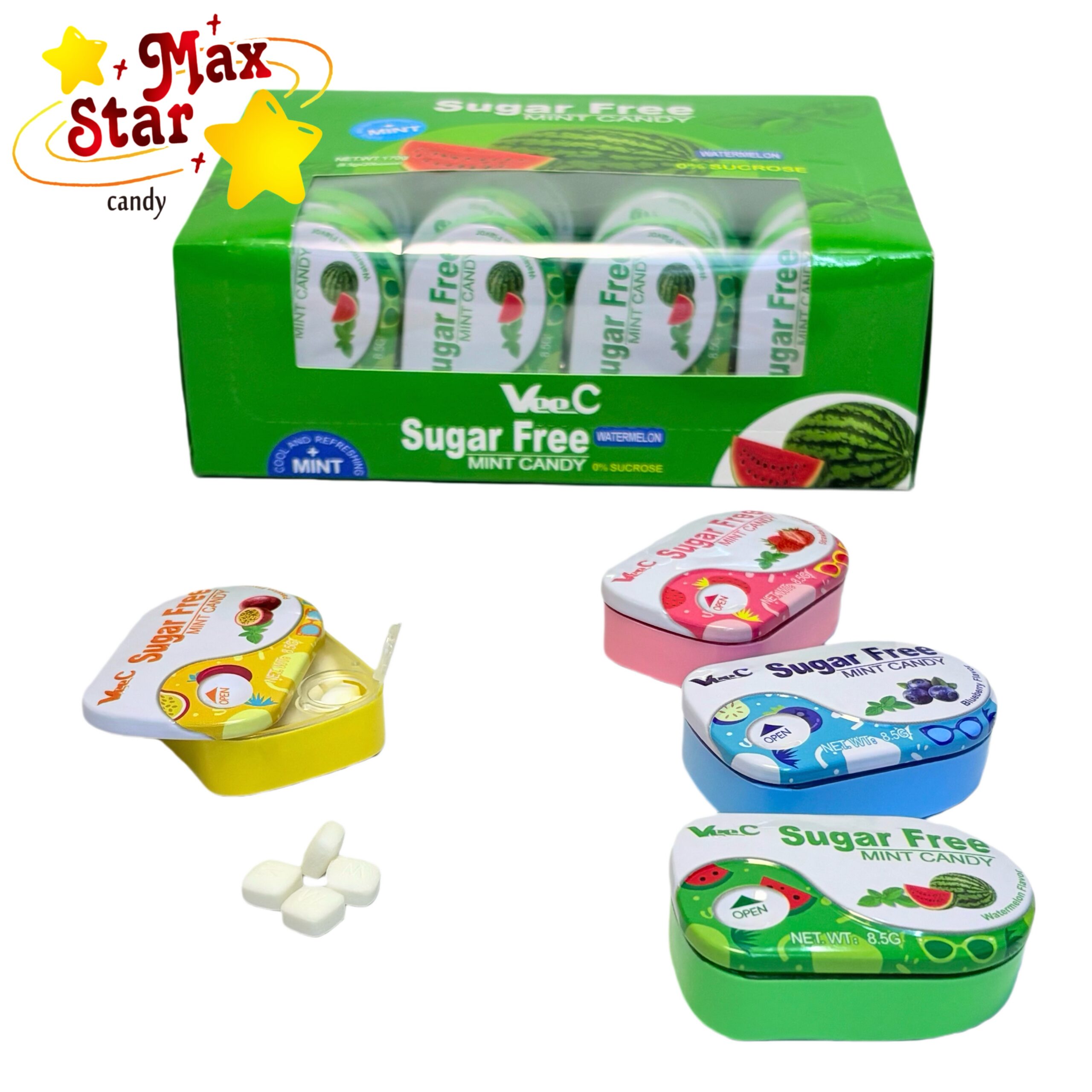 Шоколадные палочки 8 штук Печенье для запекания 5 Овальная жестяная банка Слайд Пресс Конфеты без сахара Мятные конфеты