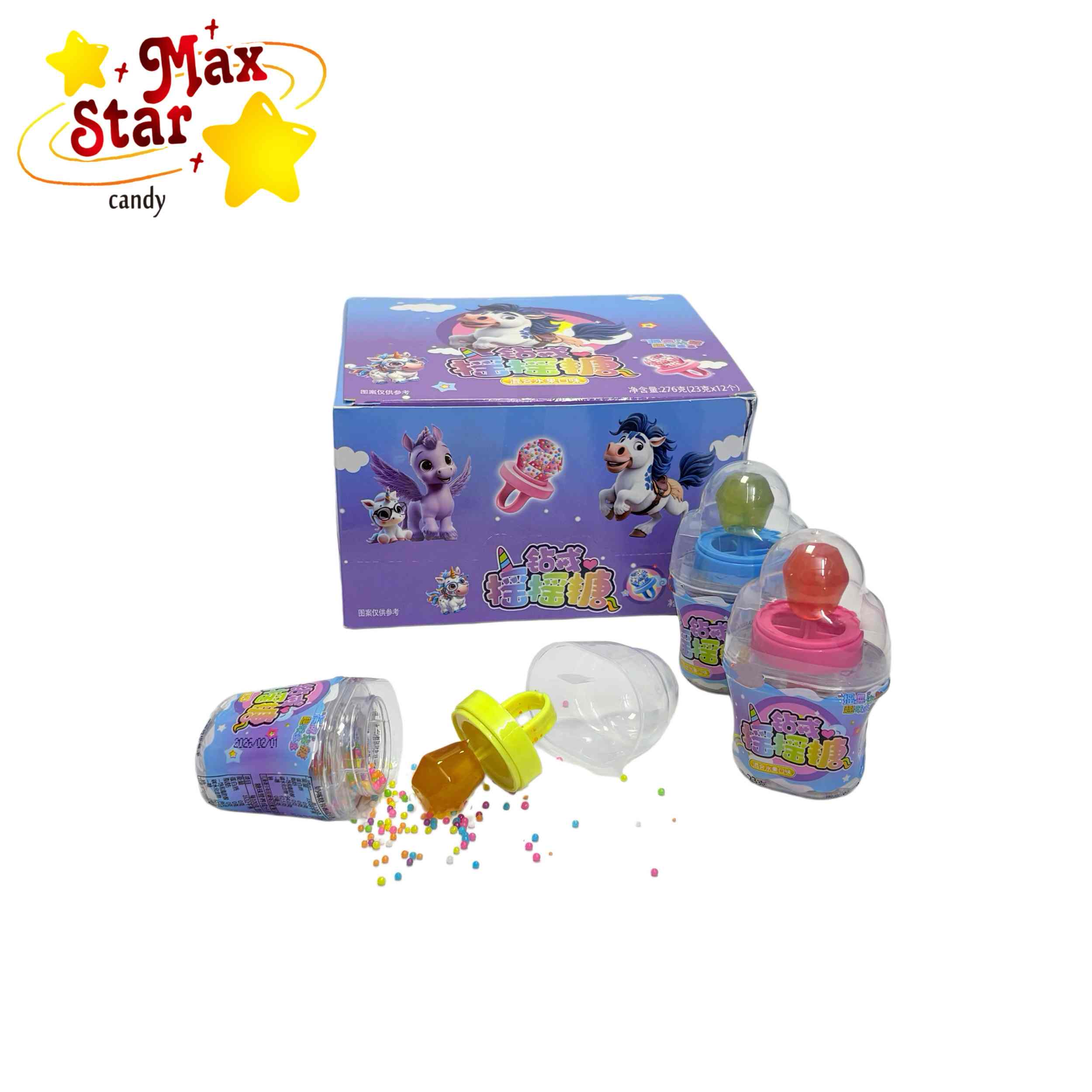 Creamy Milk Flavored Compressed Candy Tablets 6 Diamond Ring Shaped Drip Lollipop with Sprinkles