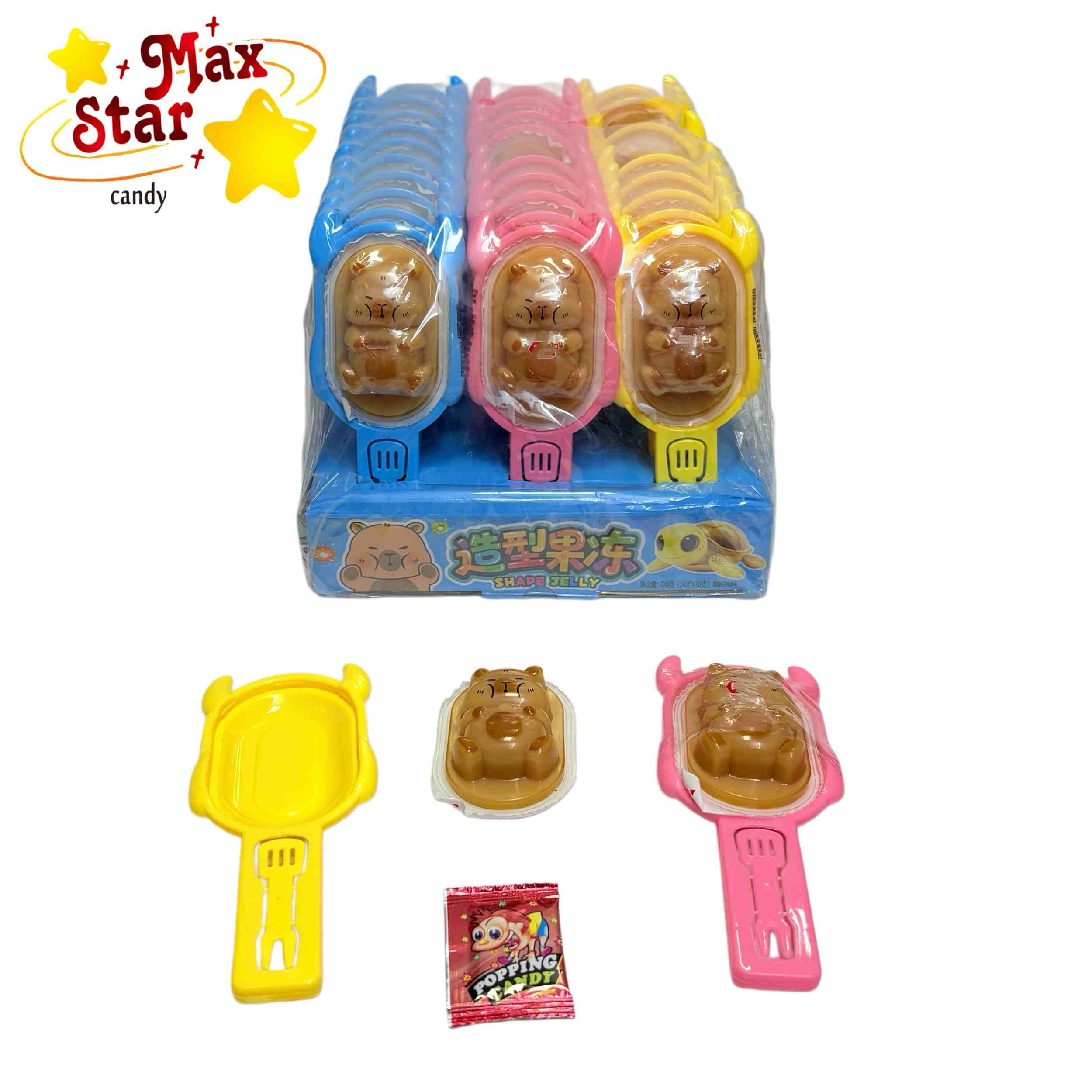 Labubu Botella Piruleta en forma de palo 5 Caramelos de goma con forma de carpincho envasados individualmente