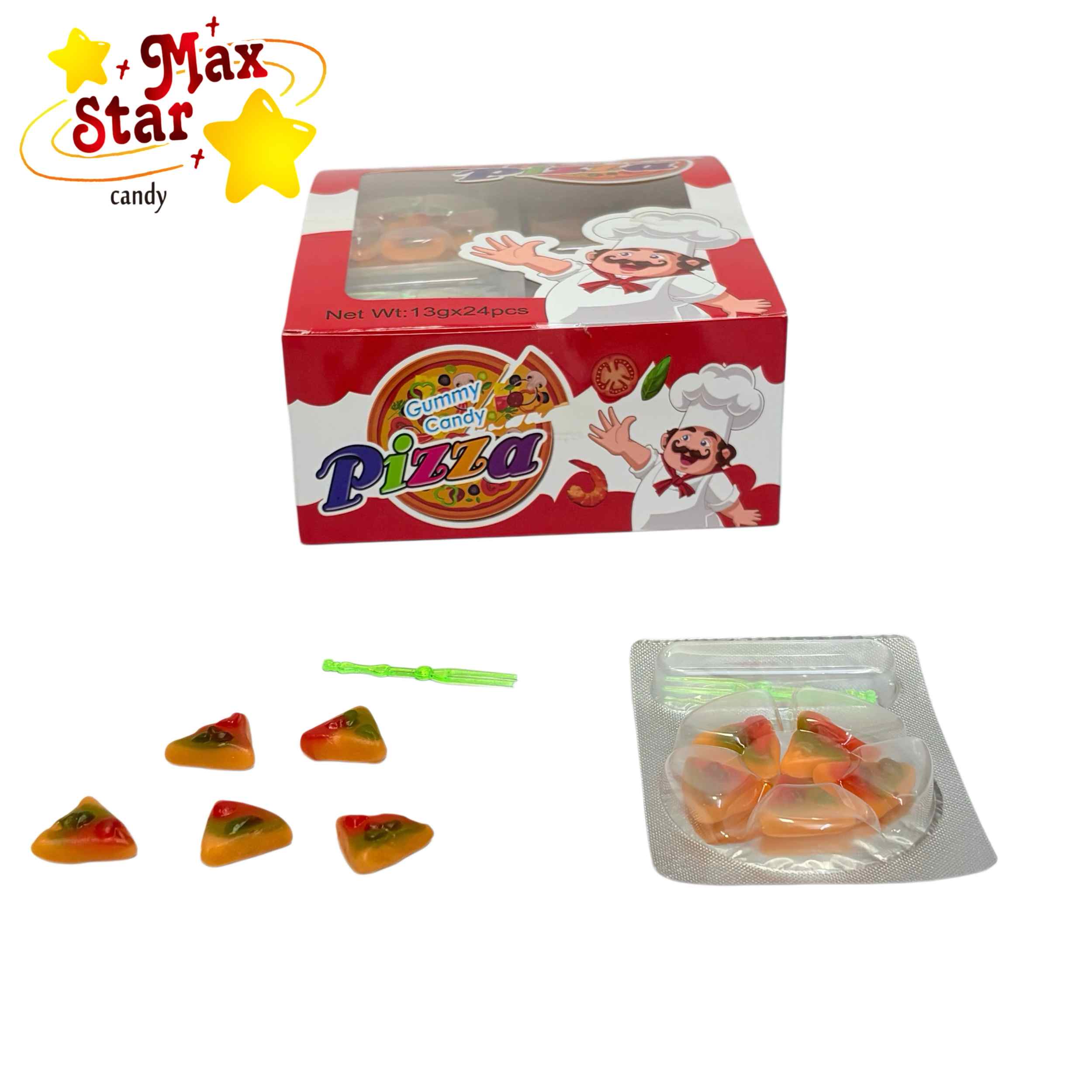 مصاصات حلوى القطن الطريفة للأطفال بالجملة على شكل حلوى الخطمي على شكل حلوى الخطمي 5 حلوى صمغية تفاعلية على شكل بيتزا مع شوكة صغيرة