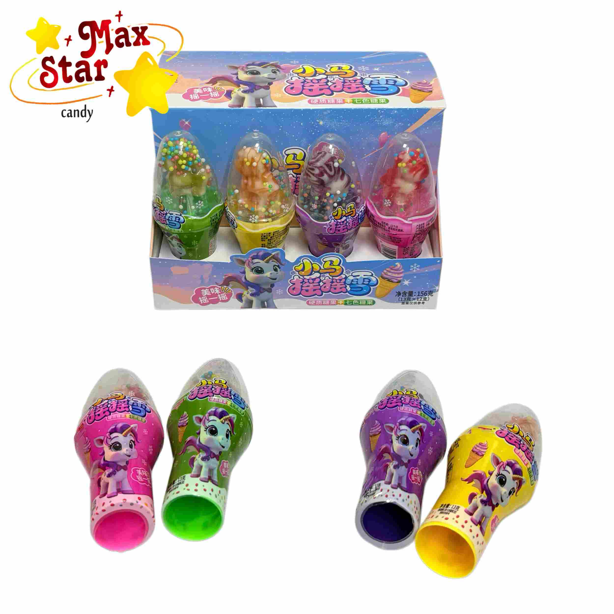 أسياخ المارشميلو المغطاة بالحيوانات الاحتفالية 6 مصاصة آيس كريم يونيكورن آيس كريم بالتنقيط مع الرشات